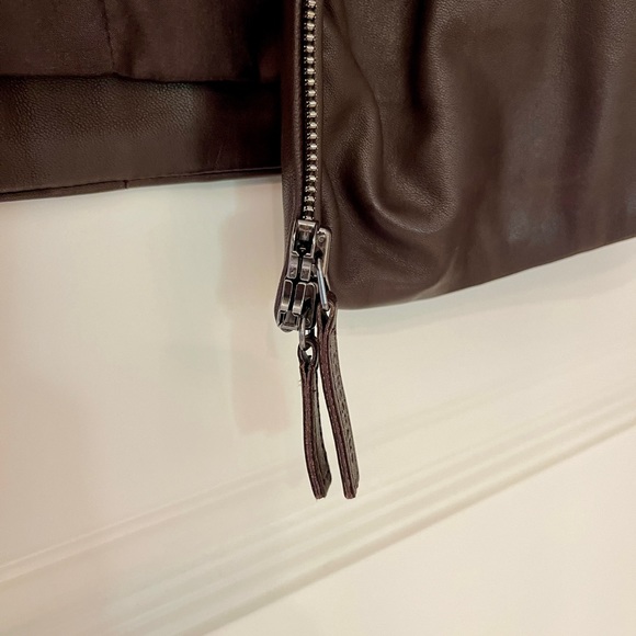 ❤️ LONGCHAMP PARIS DESIGNER LUXURY LAMB KIDSKIN LEATHER CROPPED RUCHED JACKET - Picture 8 of 14